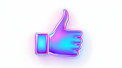 Obraz premium Iridescent thumb up like symbol isolated on white background 