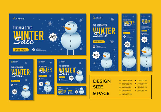Winter Sale Web Banner Set Design Template