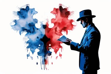 psychologist holding rorschach test a man presents an inkblot im