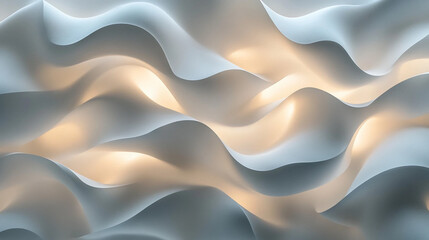 Obraz premium Abstract tech-inspired wave pattern in light gray and cream gradient