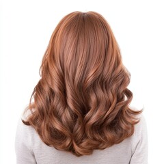 Naklejka premium Beautiful wavy brown hair on a person, white isolated background.