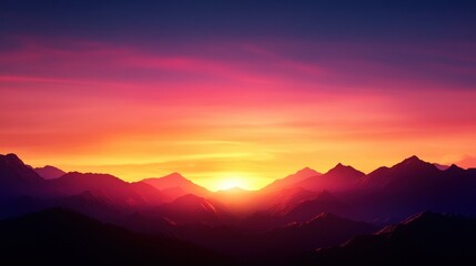 Fototapeta premium Stunning sunset over majestic mountains vibrant colors sky.