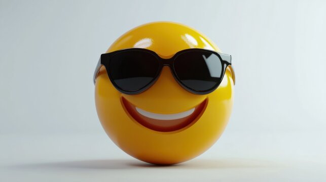 3D emoticon with a cool smirk and sunglasses, isolated on white, perfect for a laid-back vibe