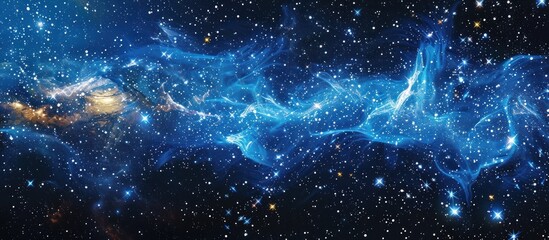 Fototapeta premium A celestial panorama showcasing a swirling nebula against a backdrop of countless stars, creating a breathtaking spectacle of cosmic wonder.