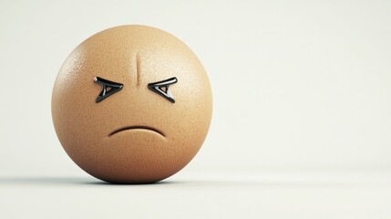 Sad emoticon with downturned mouth and tear, isolated on white, conveying sadness