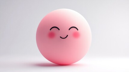 Fototapeta premium Shy emoticon with blushing cheeks and a small smile, isolated on white background