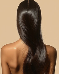 Fototapeta premium A single hair strand on a clean, empty background, symbolizing hair loss in a subtle, minimalist aesthetic,
