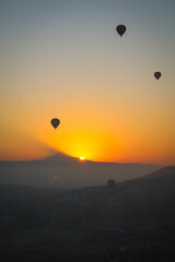 hot air balloon at sunrise in Cappadocia Turkey