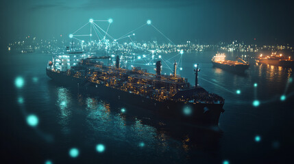 Obraz premium AI is making it easier to transport liquefied natural gas (LNG) around the world. This technology helps create a global network for shipping and delivering natural gas.