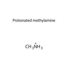 Protonated methylamine skeletal structure diagram.Organic molecule compound molecule scientific illustration.