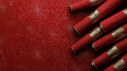 A red background with a bunch of red tubes on it