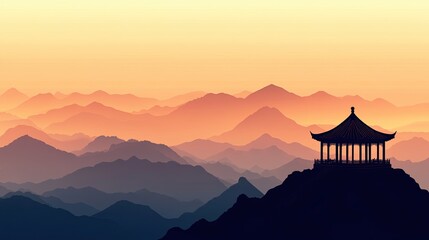 chinese temple background, minimal, art, ai generative