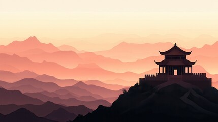 chinese temple background, minimal, art, ai generative