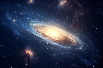 Fototapeta premium The Andromeda Galaxy as seen from afar, surrounded by distant stars