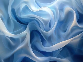 Obraz premium A smooth, flowing abstract design in shades of blue, evoking a sense of calm and fluidity.