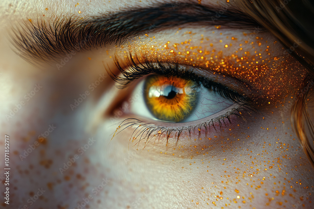 Poster an elegant design with light particle textures surrounding an eye outline, highlighting the irritati