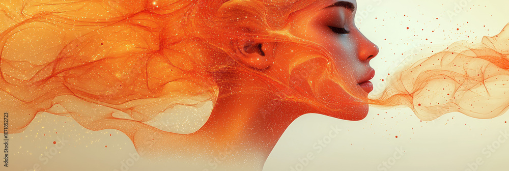 Poster abstract lines depicting airflow and particles around a face silhouette, representing seasonal aller