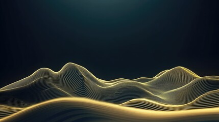 Luxury gold line art depicting mountains and hills, set against a deep background. Elegant and modern design for premium wallpapers.