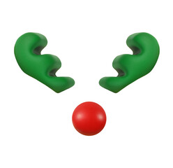 Reindeer's horns and red nose are a minimalistic symbol of Christmas and the celebration of the New Year. Suitable for social media posts and holiday greetings. Isolated on white background