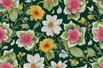 Fototapeta premium Green floral background Generative AI 