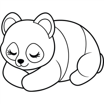 recommend clip art: Baby panda sleeping line art vector illustration.
