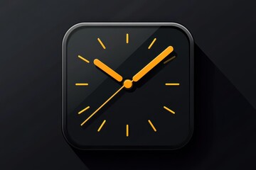 Minimal Clock Icon with Yellow Hands	