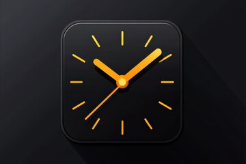 Minimal Clock Icon with Yellow Hands	