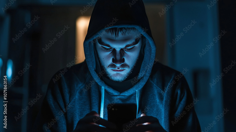 Poster keeping your phone safe from hackers. protecting your data stored online.