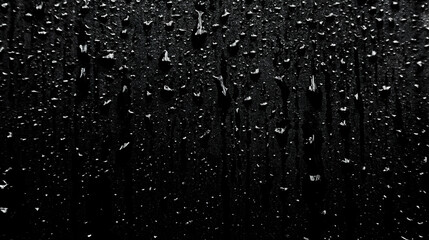Obraz premium Black and White Abstract Water Droplets Background, Wet Surface Texture with Raindrops