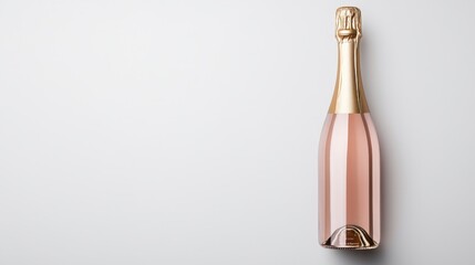 Stylish gold champagne bottle with sleek design and subtle detailing on a white background, capturing the essence of luxury for celebration themes