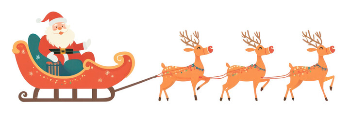 PNG Illustration reindeer sleigh santa.