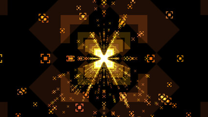 Abstract metal hexagonal corners figure isolated on black background. Hex figure badge