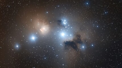 Fototapeta premium A stunning view of a nebula filled with stars and cosmic dust in deep space.
