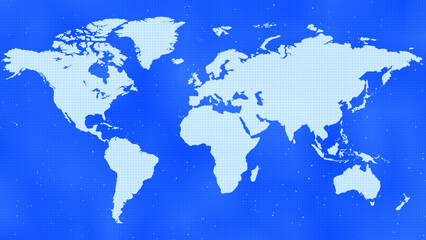 Naklejka premium Abstract news background with white world map and blue pattern blue background