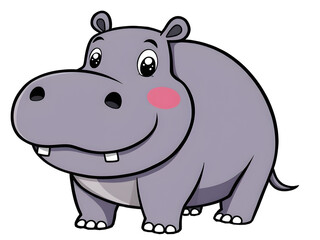 Naklejka premium A cute, cartoon hippopotamus with big eyes and a friendly smile