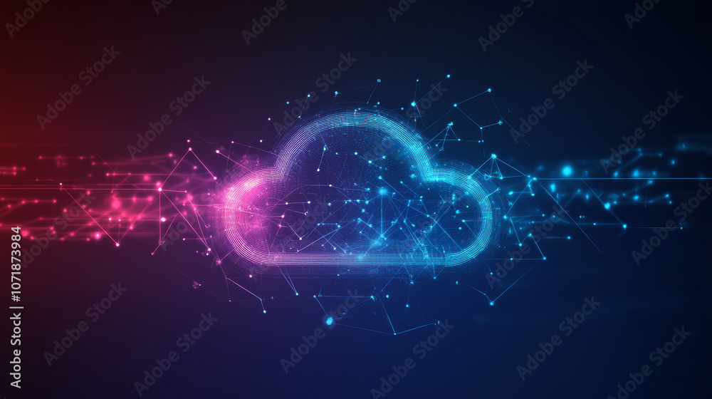Poster this image shows a simple drawing of how cloud computing works. it uses lines and shapes to show how