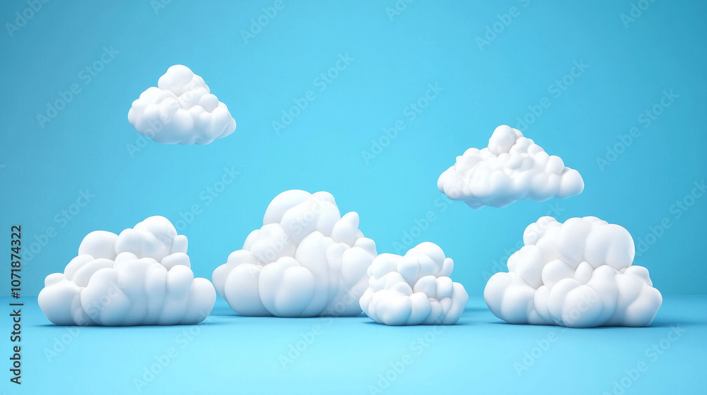 Poster this image shows different types of clouds. it has 2d and 3d clouds, representing how different clou