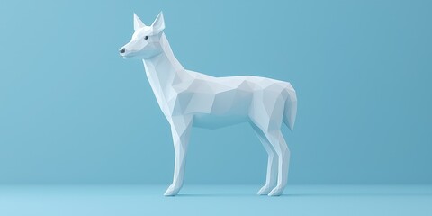 Obraz premium Stylized geometric white animal figure on a soft blue background.