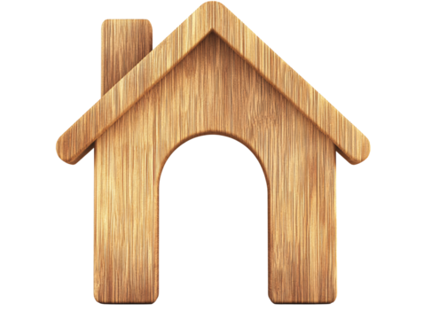 a wooden house shaped object