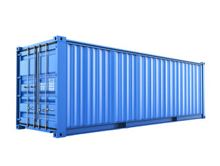a blue container with metal bars