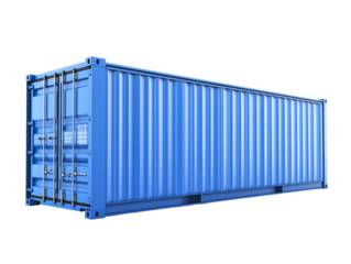 a blue container with metal bars