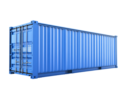 a blue container with metal bars