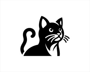 Obraz premium Cat logo design icon symbol vector template. Silhouette cat