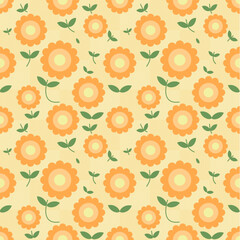 Orange pastel flowers for fabric and seamless background.