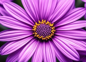Obraz premium Macro shot of a purple daisy flower with yellow center.