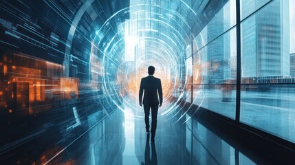 Fototapeta premium Futuristic Business Environment with Digital Technology and Professional