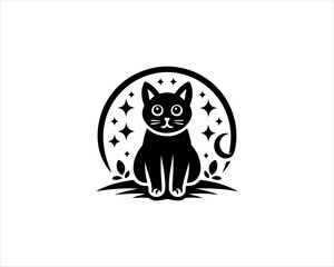Fototapeta premium Cat logo vector. Silhouette simple. Flat style. Cartoon cat face. Logo design template. Cat logo vector. Silhouette simple. Flat style. Animal logotype concept. 