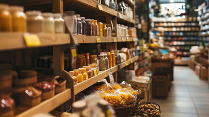 A charming rustic pantry displaying a variety of preserved foods alongside natural decor elements