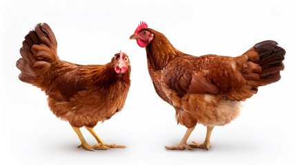  Brown hens isolated on white background