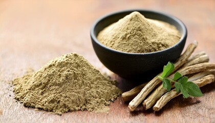 adaptogen ashwagandha root and powder